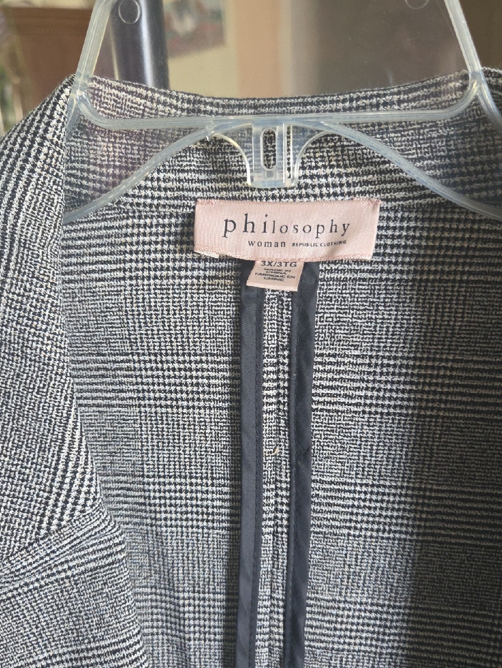 Philosophy Woman Plaid Blazer Jacket in Black & White